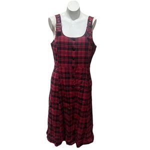 Dangerfield Women's Size 14 Red Tartan Plaid Sleeveless Midi Dress